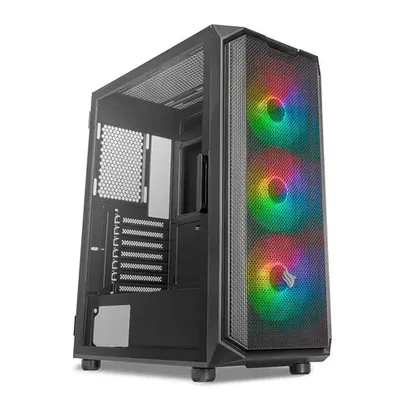 Gabinete Gamer Pichau Gadit L, ARGB, Mid-Tower, Lateral de Vidro, Com 3 Fans, Preto, PG-GDLBK-ARGB01