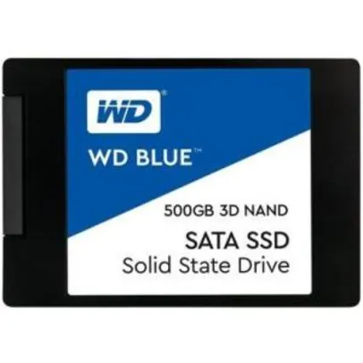 SSD WD Blue, 500GB, SATA, Leitura 560MB/s, Gravação 530MB/s - R$395