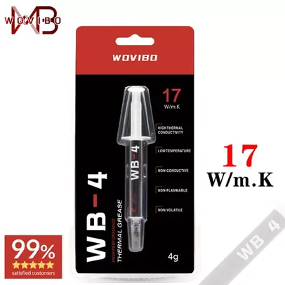 [No Brasil] Pasta Térmica Wovibo WB-4 com Aplicador, 4g - Condutividade térmica 17 W/M-k 