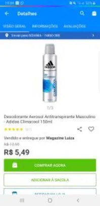 Desodorante Aerosol Antitranspirante Masculino - Adidas Climacool 150ml - R$5