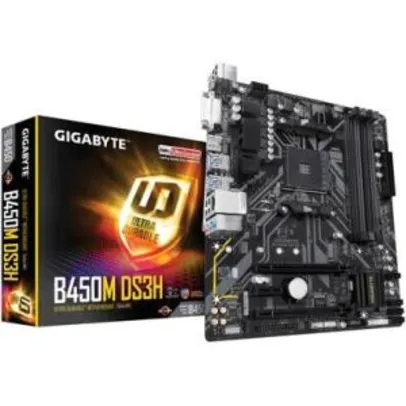Placa-Mãe Gigabyte B450M DS3H, AMD AM4, mATX, DDR4 | R$630