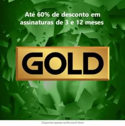 60% de desconto em assinatiras de 3 e 12 meses Xbox Live GOLD