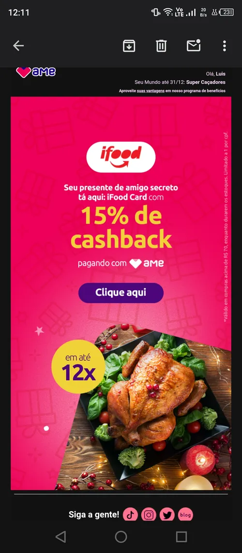 Imagem na descrição da promoção