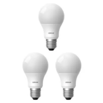 Kit - 3 Lâmpadas Led E27 A40 - 7W 610 Lum - 5000K Branca - Osram - R$ 12,90