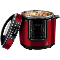 Panela de Pressão Elétrica Digital Philco 6L Inox Vermelha - 110V - R$250