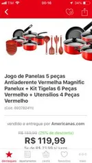 [APP] Jogo de Panelas 5 peças Antiaderente Magnific Panelux + Kit Tigelas 6 Peças + Utensílios 4 R$ 120