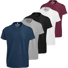 Kit 5 Camisetas Masculinas Slim Fit Básica Algodão Premium (Bordo, Preta, Cinza, Branca, Marinho, P)