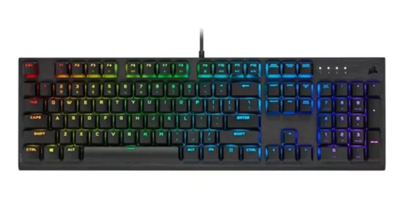 Teclado gamer Corsair K60 RGB PRO Low Profile QWERTY Cherry MX Low Profile Speed inglês UK cor preto com luz RGB