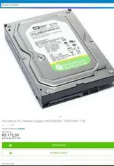 HD Interno PC / Western Digital / WD10EURX / 7200 RPM / 1TB - R$172