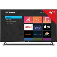 [AME SC R$ 1631/APP ] Smart Tv Aoc Roku Led 50 Polegadas 4k Uhd Wi-fi 50u6125/78g