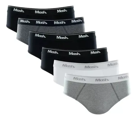 Kit 6 Cuecas Slip Masculina Cueca Box Algodão Cotton Mash