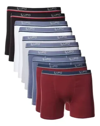 Kit Com 10 Cuecas Masculina Boxer De Algodão Lupo