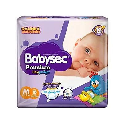 Fraldas descartáveis Babysec Premium Galinha Pintadinha Flexi Protect, 18 Unidades, Tamanho M 5 - 9,5 Kg