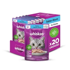 [Rec/Levando 5 Pack R$160]  Ração Úmida Whiskas Sachê Atum ao Molho para Gatos Adultos 85 g - 20 unidades