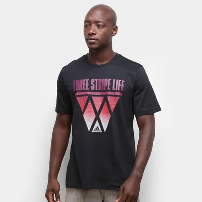 Camiseta Adidas Three Stripe Life Hoops Masculina - Preto | R$52