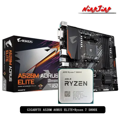  Processador AMD Ryzen 7 5800X + GIGABYTE A520M AORUS ELITE