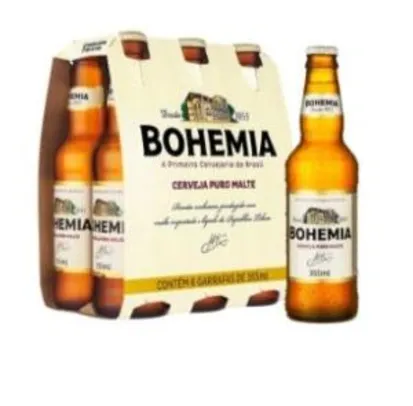 Cerveja Bohemia Puro Malte 355ml Pack (6 unidades) | R$12