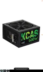 Fonte Aerocool KCAS 600W, 80 Plus Bronze, PFC Ativo, 64802