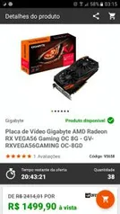 Placa de video amd rx Vega 56 gigabyte