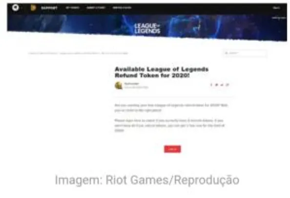 League of legends:Token de Reembolso grátis