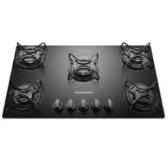 Cooktop 5 Bocas a Gás de Vidro Temperado Preto (KC5GP) - Bivolt - CONTINENTAL | R$459