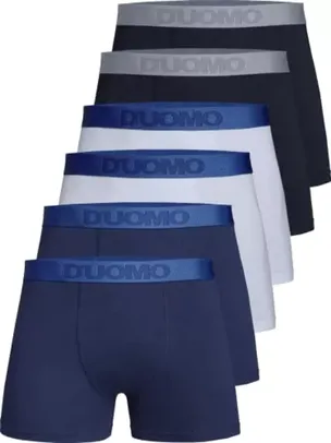 Kit 6 Cuecas Boxer Algodão, Duomo, Masculino, 2 Marinho + 2 Brancas + 2 Pretas, M