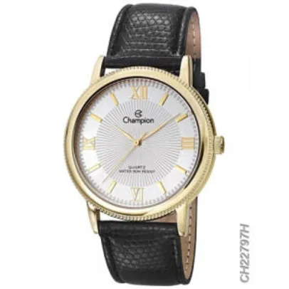 [AME R$ 49] Relógio Masculino Dourado Champion Pulseira Couro Original | R$ 98