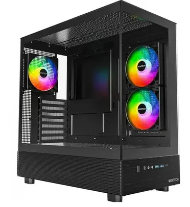 Gabinete Gamer Montech XR, Mid Tower, Black, ATX, Com 3 Fans