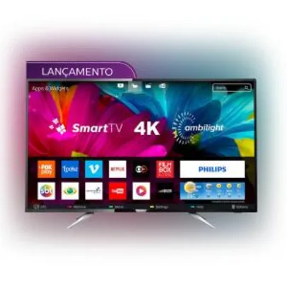 Saindo por R$ 2194: Smart TV LED Ambilight 55" Philips 55PUG6212/78 Ultra HD 4k com Conversor Digital 4 HDMI 2 USB Wi-Fi 60Hz - Preto - R$2194 | Pelando