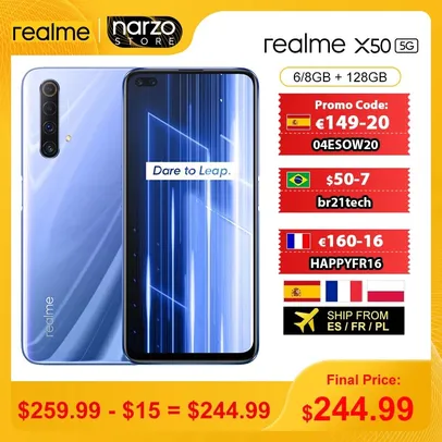 Smartphone Realme X50 6GB 128GB Global | R$1.445