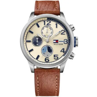 Relógio tommy hilfiger masculino couro marrom - 1791239 - R$455