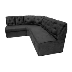 Sofá de Canto King 6 Lugares Suede Preto