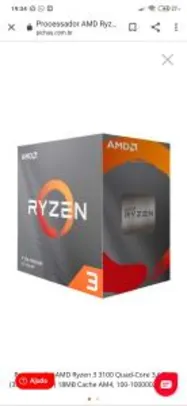 PROCESSADOR AMD RYZEN 3 3100 QUAD-CORE 3.6GHZ (3.9GHZ TURBO) 18MB CACHE AM4 R$749