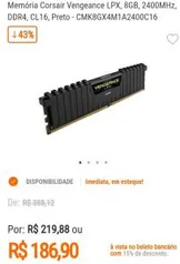 Memória DDR4 Corsair LPX Vengeance 8GB