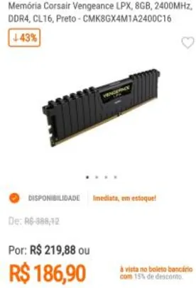 Memória DDR4 Corsair LPX Vengeance 8GB