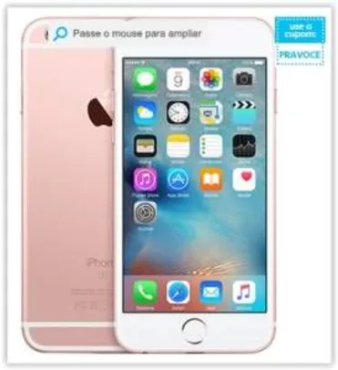 [Submarino] iPhone 6s 128GB Ouro Rosa Desbloqueado iOS 9 4G 12MP - Apple por R$ 3642