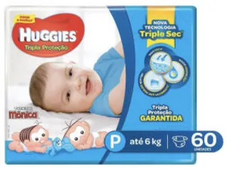 [CLIENTE OURO + APP] Fralda Huggies Turma da Mônica Triple Sec P 60 Unidades (R$0,50/Tira mín 3 pacotes)