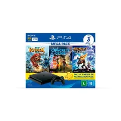 [R$2065] Console Playstation 4 Hits 1TB Bundle Family - Games Knack 1 + Concrete Genie + Rachet & Clanck