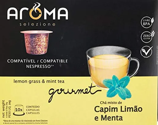 Aroma Selezione Cápsulas De Chá Capim Limão E Menta Compatível Com Nespresso Contém 10 Cápsulas