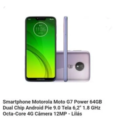 Motorola Moto G7 Power 64GB Dual Chip Lilás | R$759
