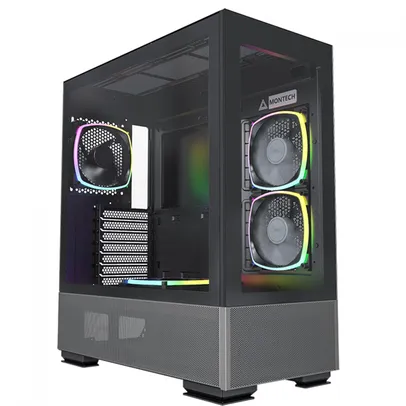 Gabinete Gamer Montech Sky Two, ARGB, Mid Tower, Vidro Temperado, ATX, Black, Sem Fonte, Com 4 Fans