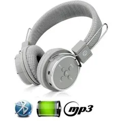 Fone De Ouvido Bluetooth Micro Sd Mp3 Rádio Fm Player - Cinza