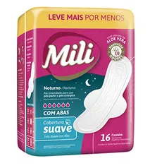 Absorvente Mili Noturno Suave C/Abas 16 unidades R$7