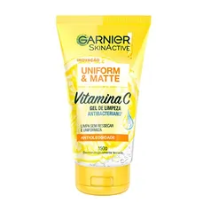 Gel de Limpeza Facial Antibacteriano Garnier Uniform & Matte Vitamina C Antioleosidade, 150ml