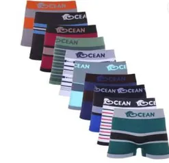 Kit com 10 Cuecas Boxer Sem Costura Ocean