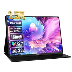 ZEUSLAP 16 "Monitor Portátil 2.5K 144Hz 100% sRGB 500Cd/m² Viagem Gaming Display para Mini PC Laptop