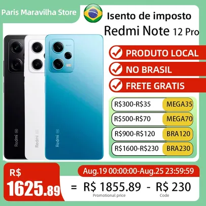 [DoBrasil] Smartphone Xiaomi Mi Note 12 Pro 5G 256/8GB