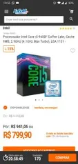 Processador Intel Core i5-9400F Coffee Lake, Cache 9MB, 2.9GHz (4.1GHz Max Turbo), LGA 1151