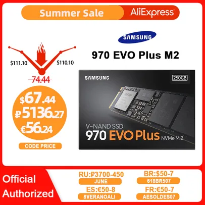 SSD SAMSUNG 970 EVO PLUS - O MELHOR SSD M.2 PCI 3.0 X4 | R$346