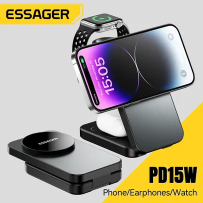 Essager MagSafe 3 em 1 iPhone Apple Watch dobrável de viagem [Moedas] [Imposto incluso]